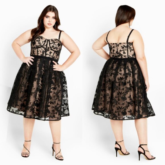 NWT City Chic Embroidered Fit & Flare Midi Dress 16 - Picture 1 of 13